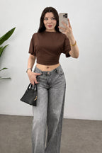 Kadın Bele Oturan Geniş Kollu Relaxed Bluz