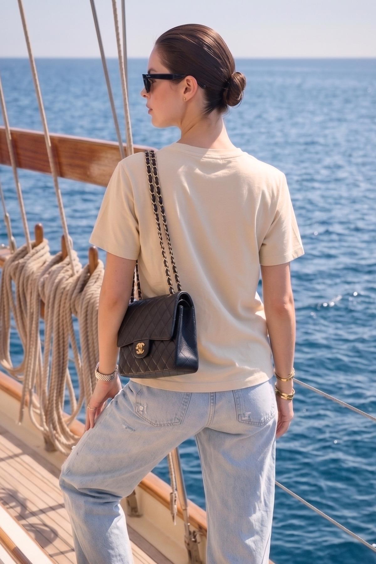 Kadın Bisiklet Yaka Pamuklu Oversize Relaxed Kısa Kol T-shirt
