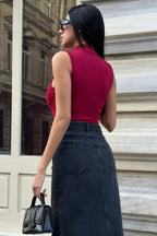Kadın Bordo 2'li Kolsuz Body