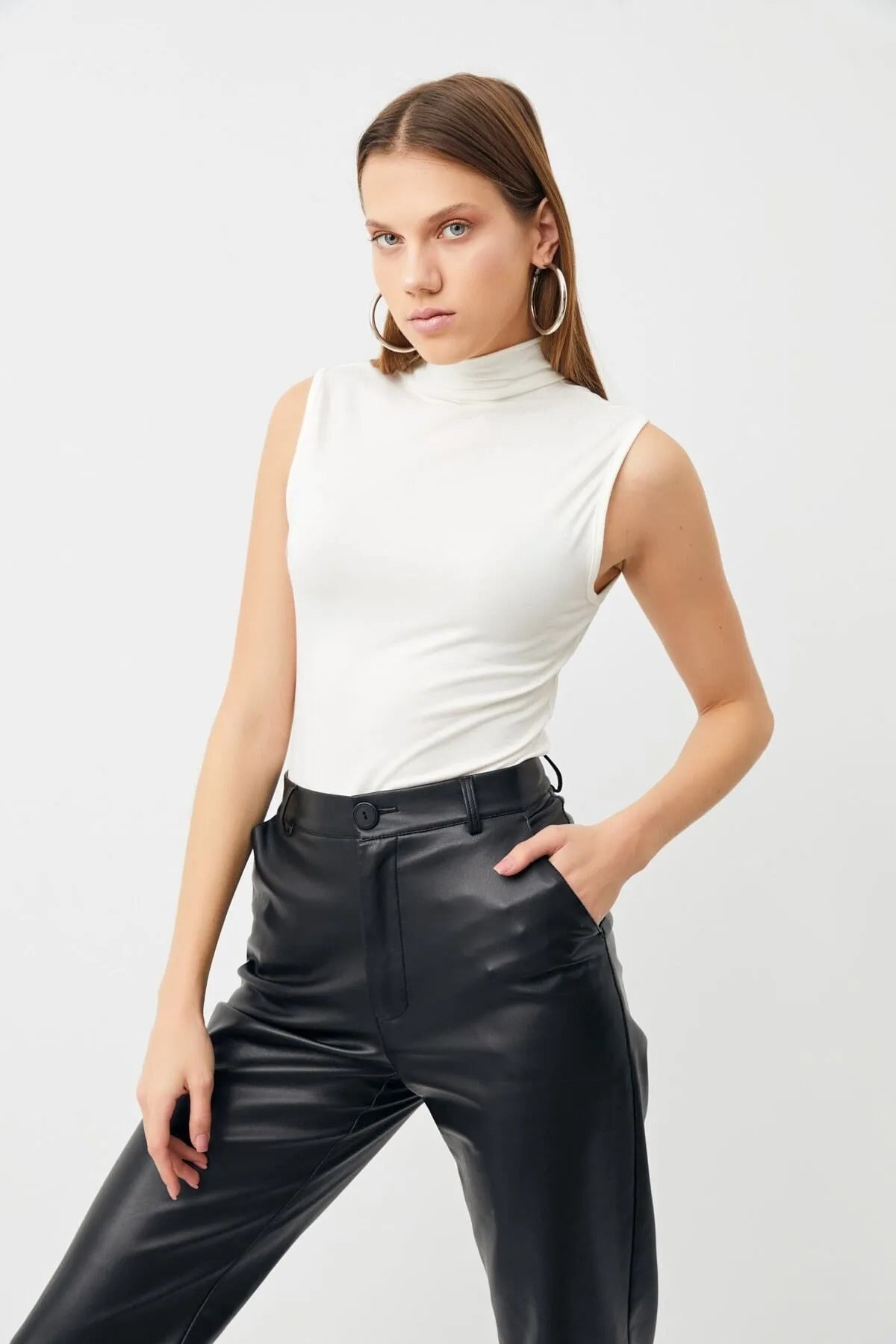Kadın Beyaz Krem 2'li Kolsuz Body