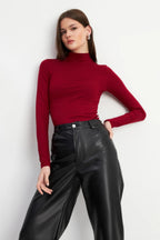 Kadın Beyaz Krem Bordo 3'lü Yarım Balıkçı Yaka Basic Body