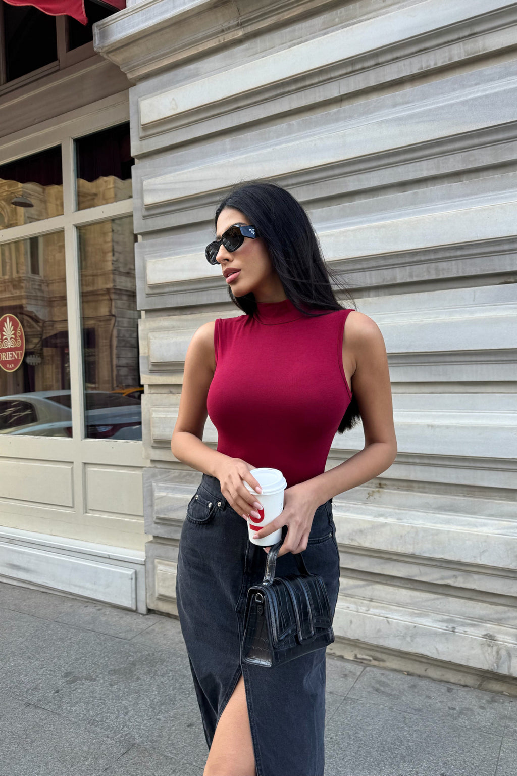 Kadın Siyah Beyaz Bordo 3'lü Kolsuz Body