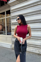 Kadın Siyah Beyaz Bordo 3'lü Kolsuz Body