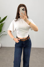 Kadın Bele Oturan Geniş Kollu Relaxed Bluz
