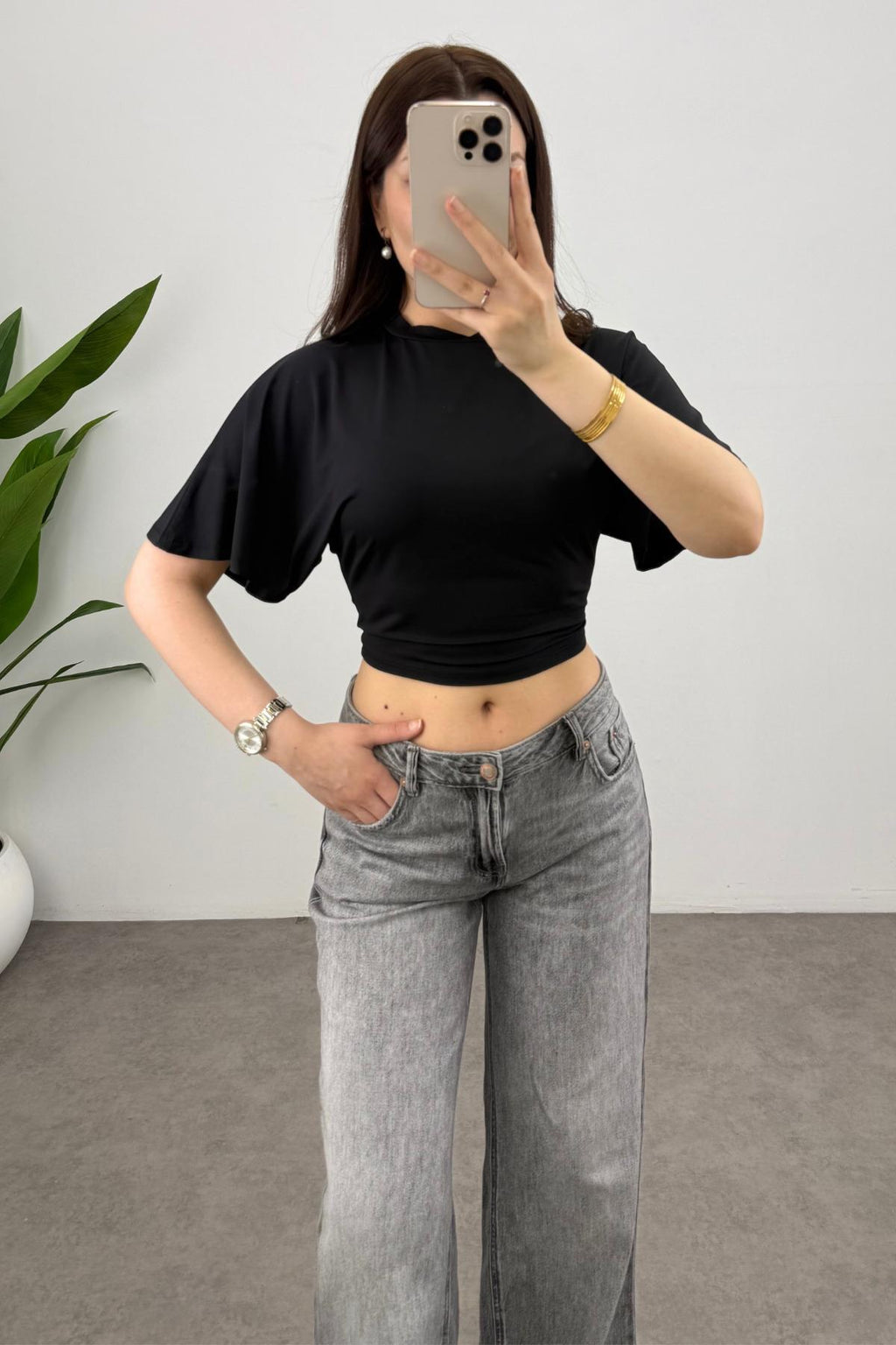Kadın Bele Oturan Geniş Kollu Relaxed Bluz