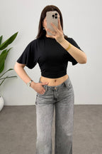 Kadın Bele Oturan Geniş Kollu Relaxed Bluz