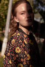 Kadın Tesettür Sunset Flowers Baskılı Tam Kapalı 3 Parça Mayo Takımı