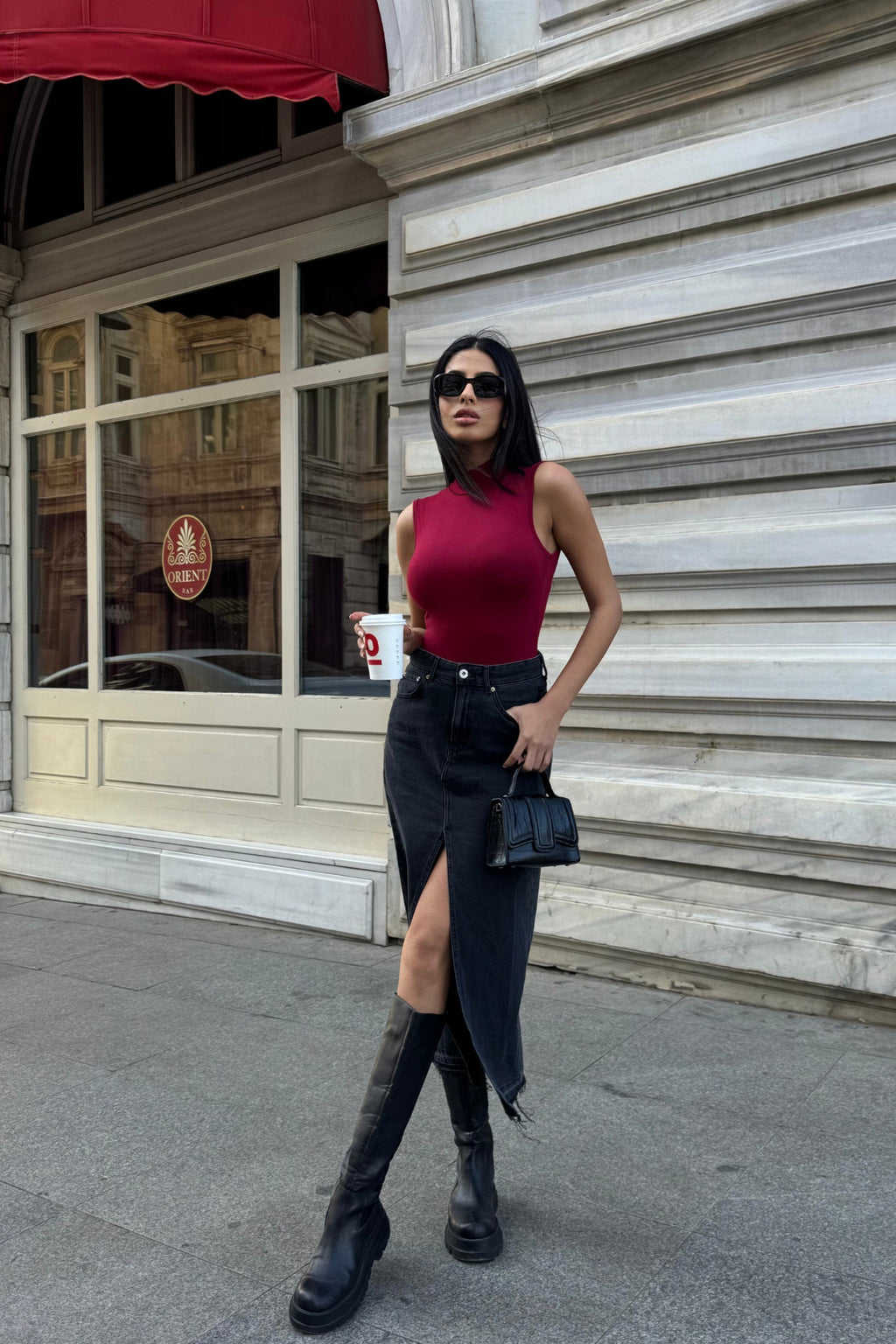 Kadın Bordo Kolsuz Bluz