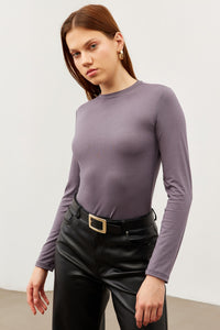 Kadın Gri Bisiklet Yaka Body