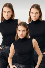 Kadın Siyah 3'lü Kolsuz Body