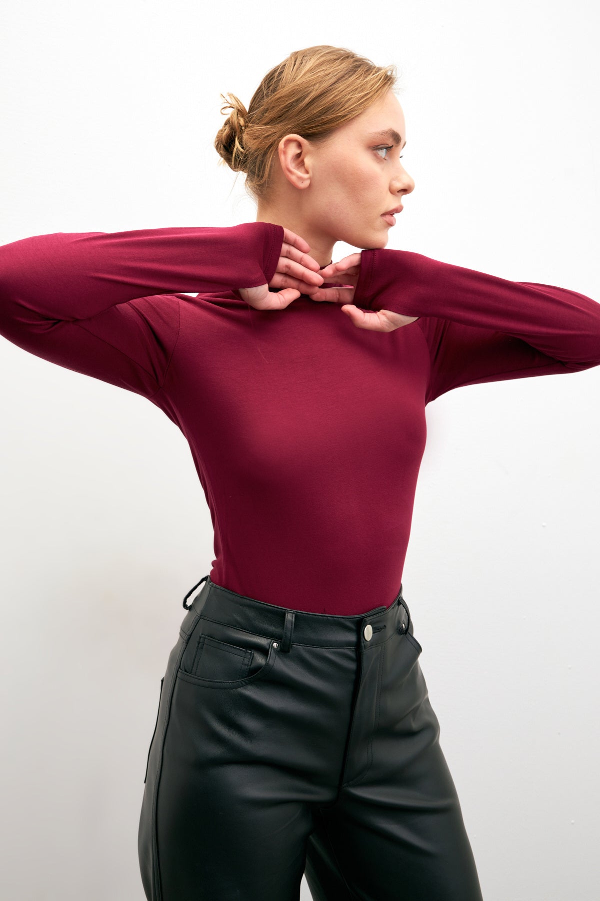 Kadın Cherry Parmak Detaylı Body