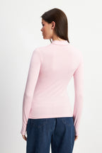 Kadın Pembe Parmak Detaylı Body