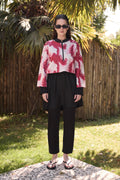 Kadın Tesettür Vişne Ebru Baskılı Tam Kapalı 3 Parça Mayo Takımı