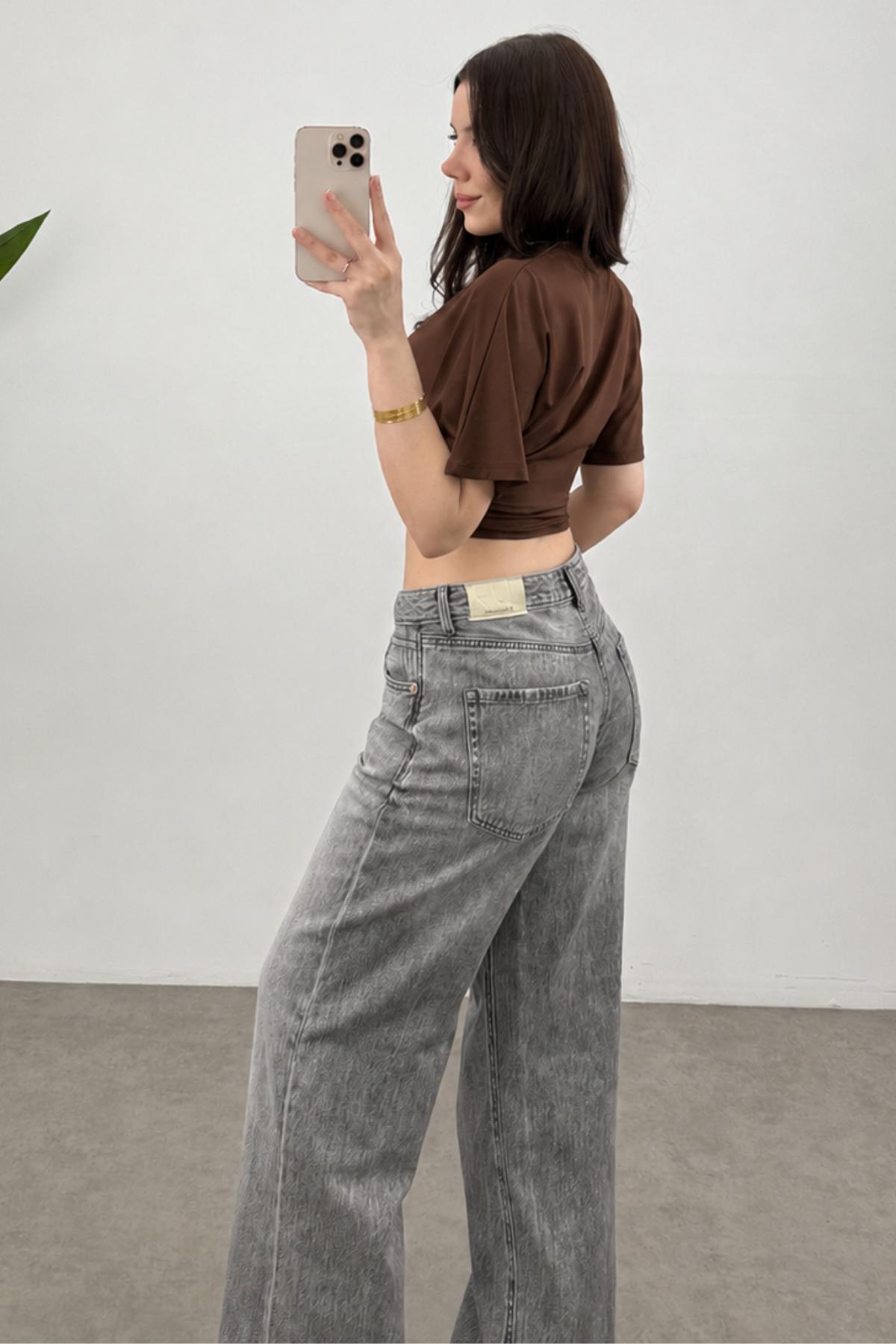 Kadın Bele Oturan Geniş Kollu Relaxed Bluz