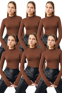 Kadın 6'Lı Acı Kahve Parmak Detaylı Body