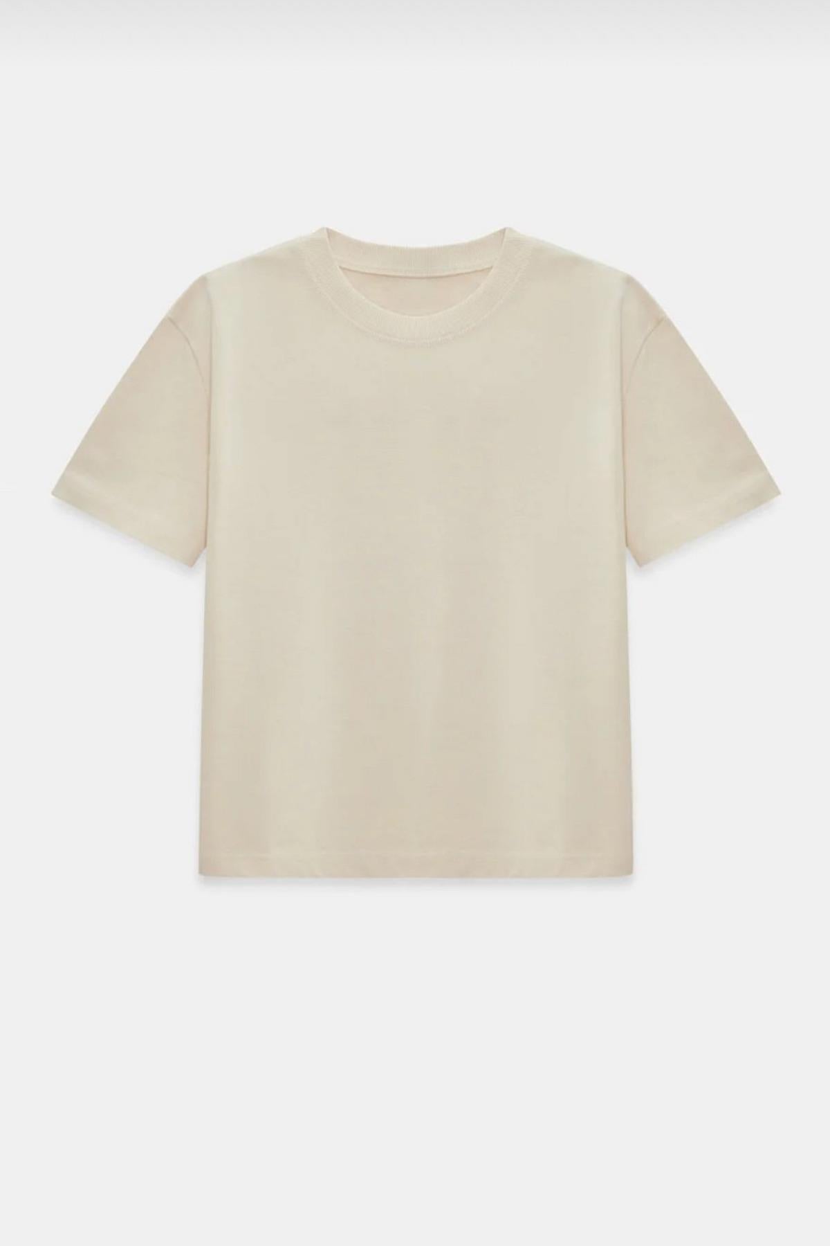 Kadın Bisiklet Yaka Pamuklu Oversize Relaxed Kısa Kol T-shirt