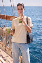Kadın Bisiklet Yaka Pamuklu Oversize Relaxed Kısa Kol T-shirt