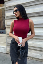 Kadın Krem Bordo 2'li Kolsuz Body