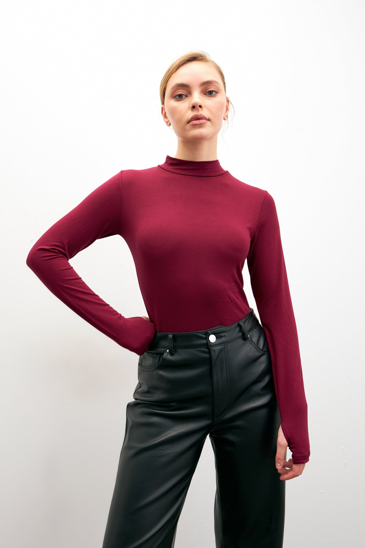 Kadın Cherry Parmak Detaylı Body