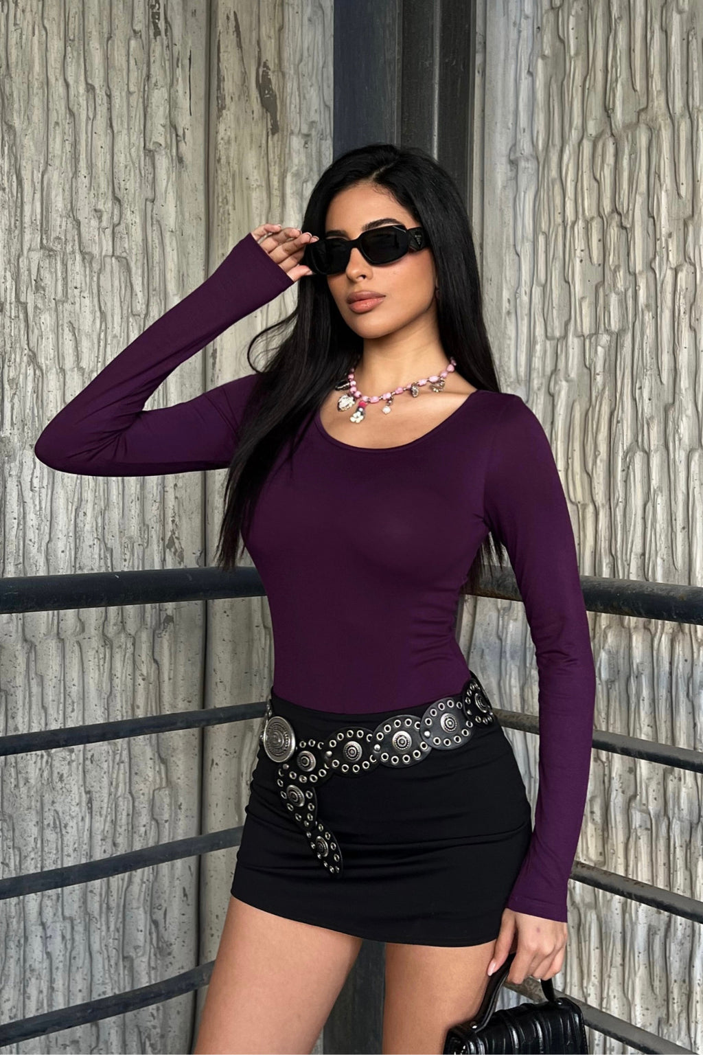 Kadın Mürdüm Prenses Yaka Bluz