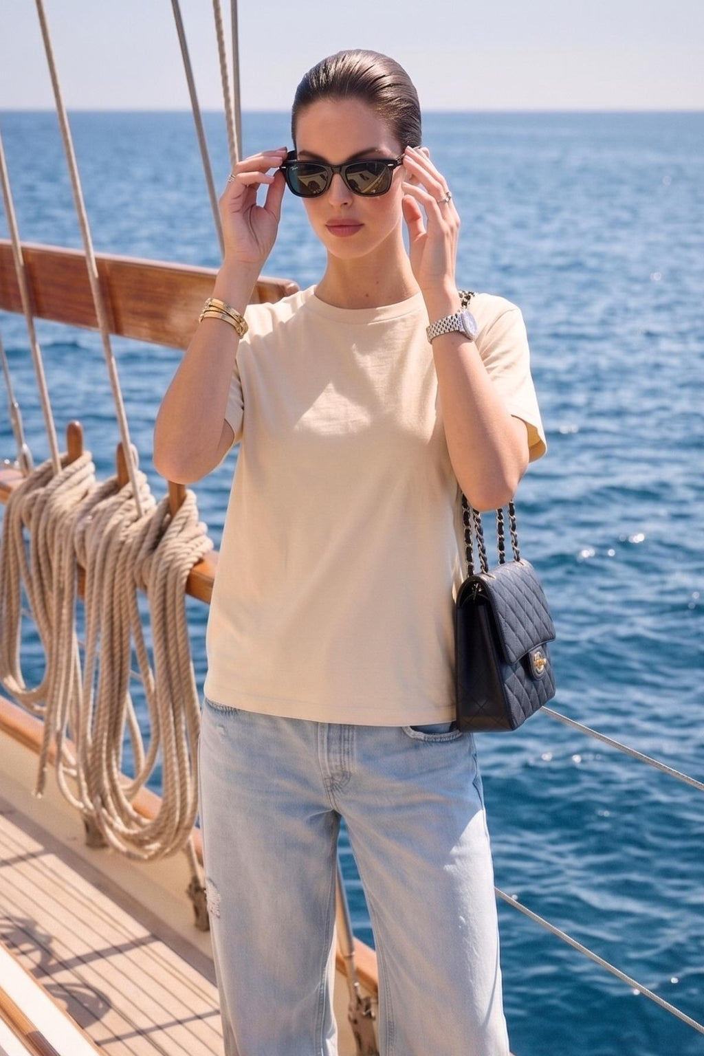 Kadın Bisiklet Yaka Pamuklu Oversize Relaxed Kısa Kol T-shirt