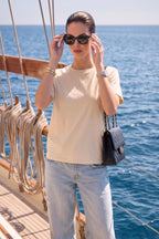 Kadın Bisiklet Yaka Pamuklu Oversize Relaxed Kısa Kol T-shirt