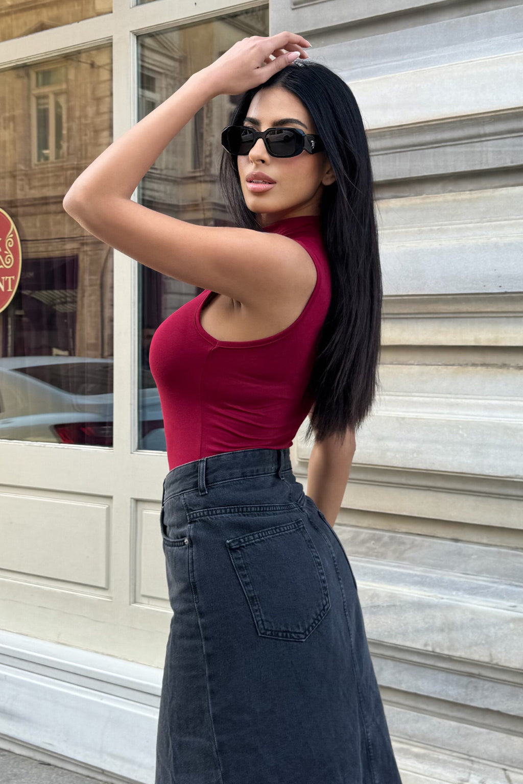 Kadın Bordo 2'li Kolsuz Body