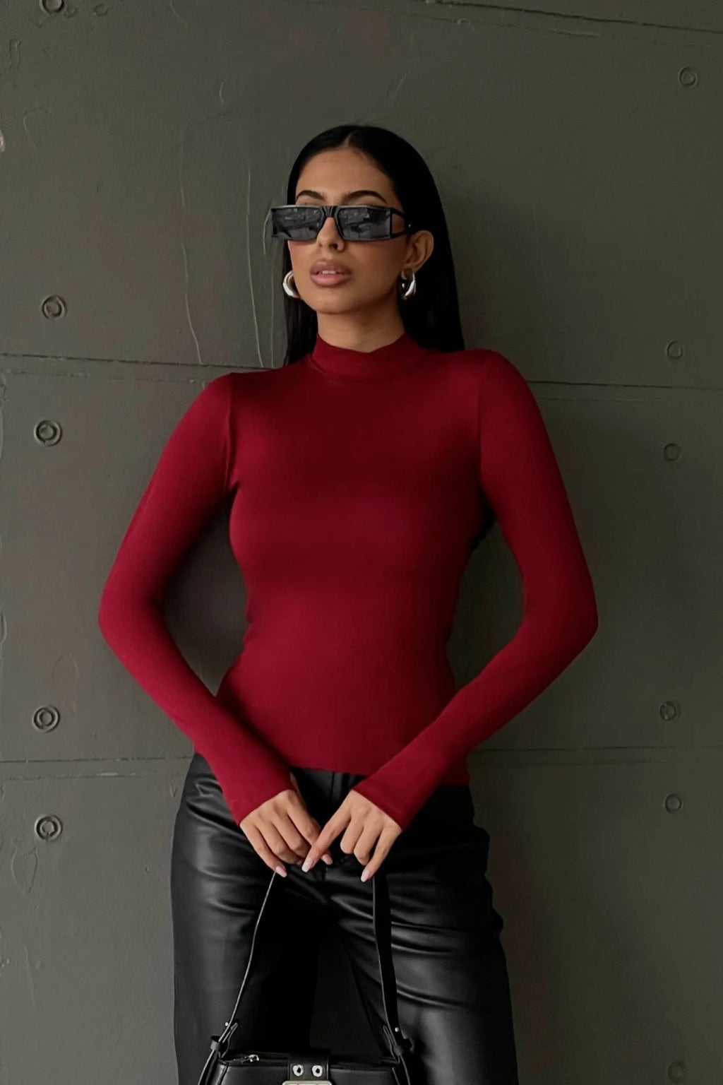 Kadın Siyah Bordo Antrasit 3'lü Parmak Detaylı Body