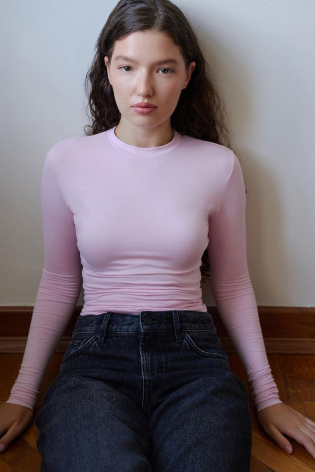 Kadın Pembe Ultra Soft Esnek Bisiklet Yaka Basic Bluz