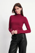 Kadın Bordo Parmak Detaylı Body