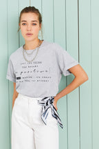 Kadın Gri Be Positive Baskılı Tshirt